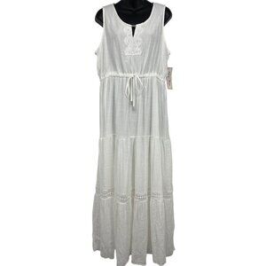 Indigo Rose Maxi Women White Dress Tier Size XL Extra Large Tier Sleeveless New